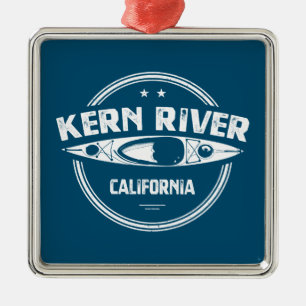 Ornement Carré Argenté Kern River Californie Kayak