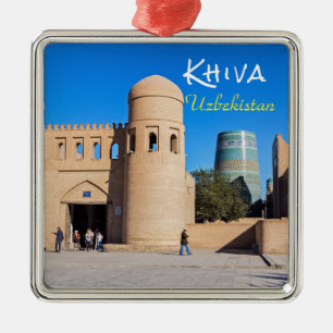 Ornement Carré Argenté Khiva, Ouzbékistan - Porte à deux tourelles