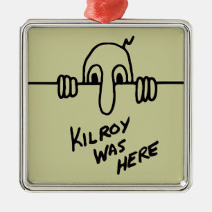 Ornement Carré Argenté Kilroy Était Là.