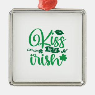 Ornement Carré Argenté Kiss Me i Am Irish