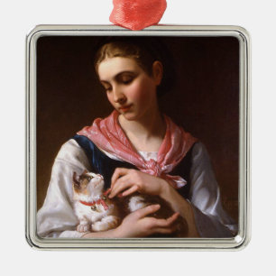 Ornement Carré Argenté Kitten préféré (par Émile Munier)