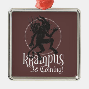Ornement Carré Argenté Krampus Noël Vacances