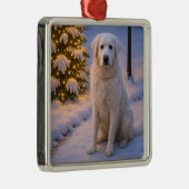 Ornement Carré Argenté Kuvasz Holiday Card (Droite)