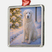 Ornement Carré Argenté Kuvasz Holiday Card (Gauche)