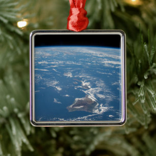 Ornement Carré Argenté La chaîne de l'île d'Hawaï