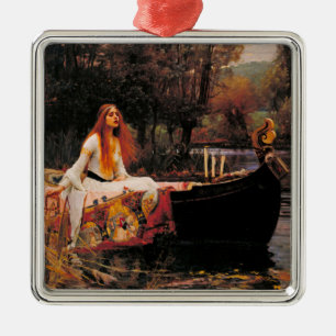 Ornement Carré Argenté La Dame de Shalott (Beauté médiévale)