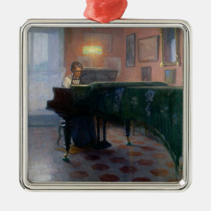 Ornement Carré Argenté La joueuse de piano (pianiste) (musicienne)
