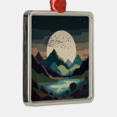 Ornement Carré Argenté La Lune Sur Le Lac (Droite)