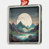 Ornement Carré Argenté La Lune Sur Le Lac (Gauche)