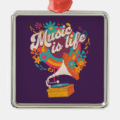 Ornement Carré Argenté La musique est la vie (Devant)