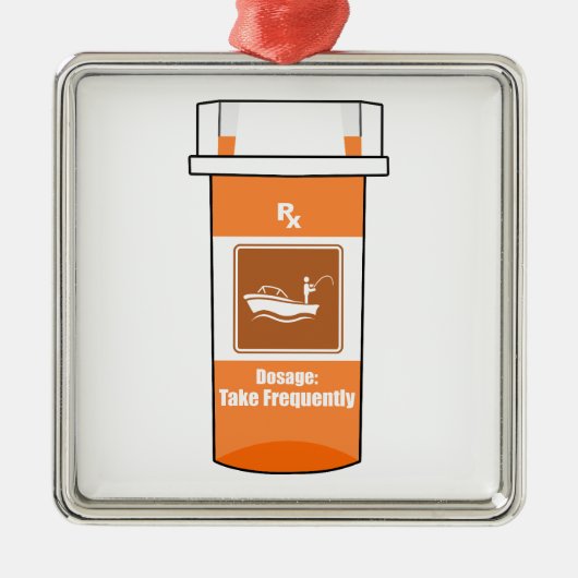 Ornement Carré Argenté La pêche est ma drogue (Devant)