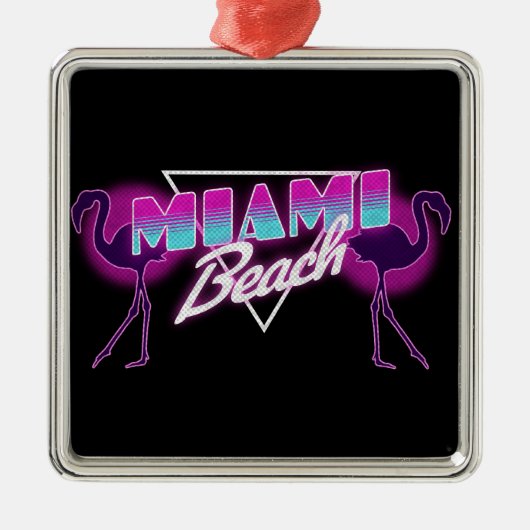 Ornement Carré Argenté La plage de Miami (Devant)