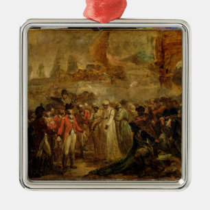 Ornement Carré Argenté La reddition des deux fils de Tipu Sahib (1749-