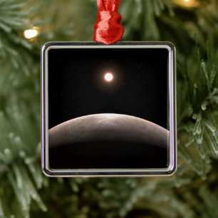 Ornement Carré Argenté La Rocky Exoplanet Lhs 475 B Et Son Étoile Hôte.