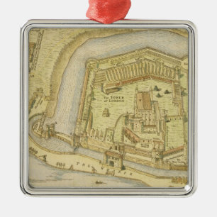 Ornement Carré Argenté La tour de Londres, d'une enquête faite en 1597