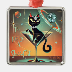 Ornement Carré Argenté La Vie D'Une Chatte Showgirl
