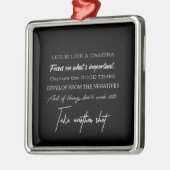 Ornement Carré Argenté la vie est comme une caméra (Gauche)