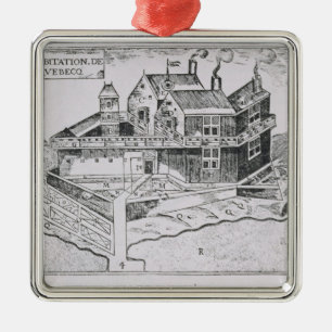 Ornement Carré Argenté La vue de Champlain du Québec