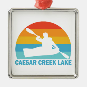 Ornement Carré Argenté Lac Caesar Creek Ohio Kayak