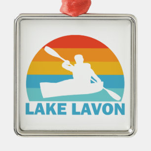 Ornement Carré Argenté Lac Lavon Texas Kayak