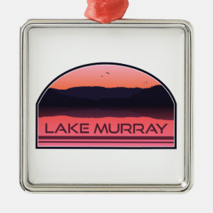 Ornement Carré Argenté Lac Murray Caroline du Sud Red Sunrise