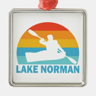 Ornement Carré Argenté Lac Norman Caroline du Nord Kayak