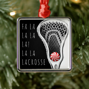 Ornement Carré Argenté Lacrosse Noël Collectible
