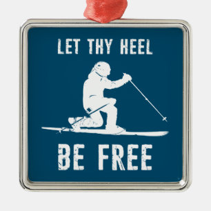 Ornement Carré Argenté Laissez Votre Talon Être Télémark Gratuit Ski