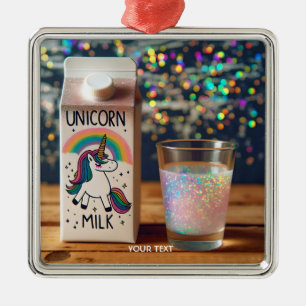 Ornement Carré Argenté Lait mou Imaginaire Unicorne arc-en-ciel