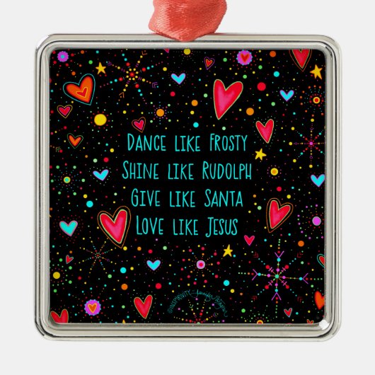 Ornement Carré Argenté L'amour comme Jésus Citer Noël Inspirant (Devant)