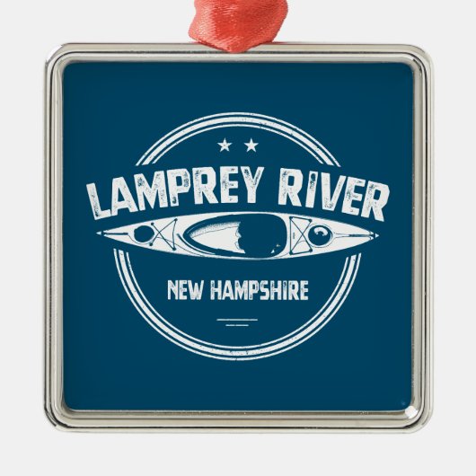 Ornement Carré Argenté Lamprey River New Hampshire Kayaking (Devant)