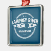 Ornement Carré Argenté Lamprey River New Hampshire Kayaking (Gauche)