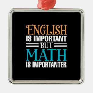 Ornement Carré Argenté L'Anglais Est Important, Mais Les Maths Sont Impor