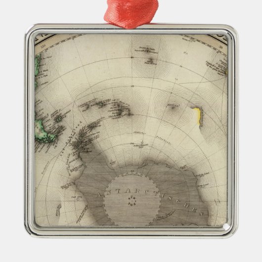 Ornement Carré Argenté L'Antarctique, hémisphère sud (Devant)