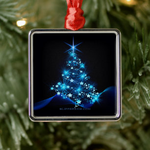 Ornement Carré Argenté l'arbre de Noël stylisé et lumineux de SlipperyJoe