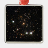 Ornement Carré Argenté L'Arc Sunburst Dans Un Gros Cluster Galaxy (Devant)