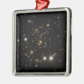 Ornement Carré Argenté L'Arc Sunburst Dans Un Gros Cluster Galaxy (Gauche)