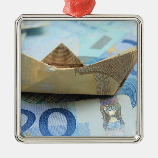 Ornement Carré Argenté L'argent pousse dans les arbres ! (Devant)