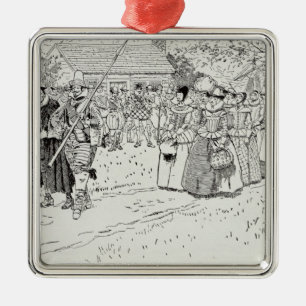 Ornement Carré Argenté L'arrivée des jeunes femmes chez Jamestown