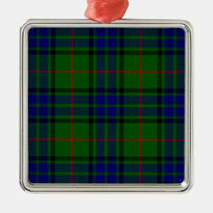 Ornement Carré Argenté Lauder tartan bleu vert plaid