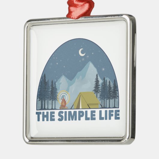 Ornement Carré Argenté Le Camping Simple Life (Gauche)