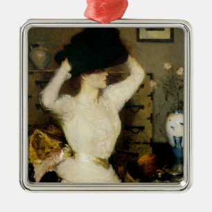 Ornement Carré Argenté Le Casquette noir