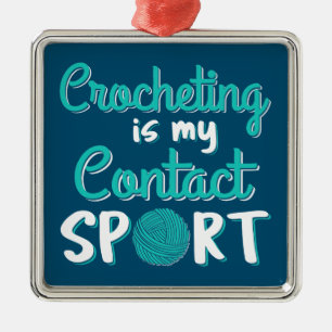 Ornement Carré Argenté Le crochet est mon sport de contact