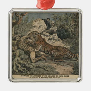 Ornement Carré Argenté Le marquis de Barthelemy a enroulé par un tigre