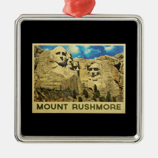 Ornement Carré Argenté Le Mont Rushmore Vintage