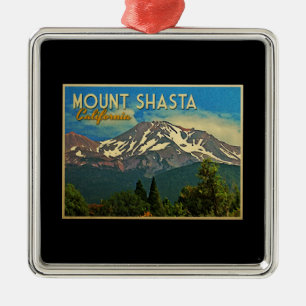 Ornement Carré Argenté Le mont Shasta Vintage