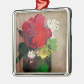 Ornement Carré Argenté Le pavot rouge (Gauche)