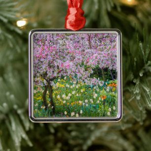 Ornement Carré Argenté Le printemps dans le jardin de Claude Monet
