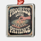 Ornement Carré Argenté Le progrès aime la patience (Gauche)