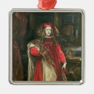 Ornement Carré Argenté Le Roi Charles II de l'Espagne